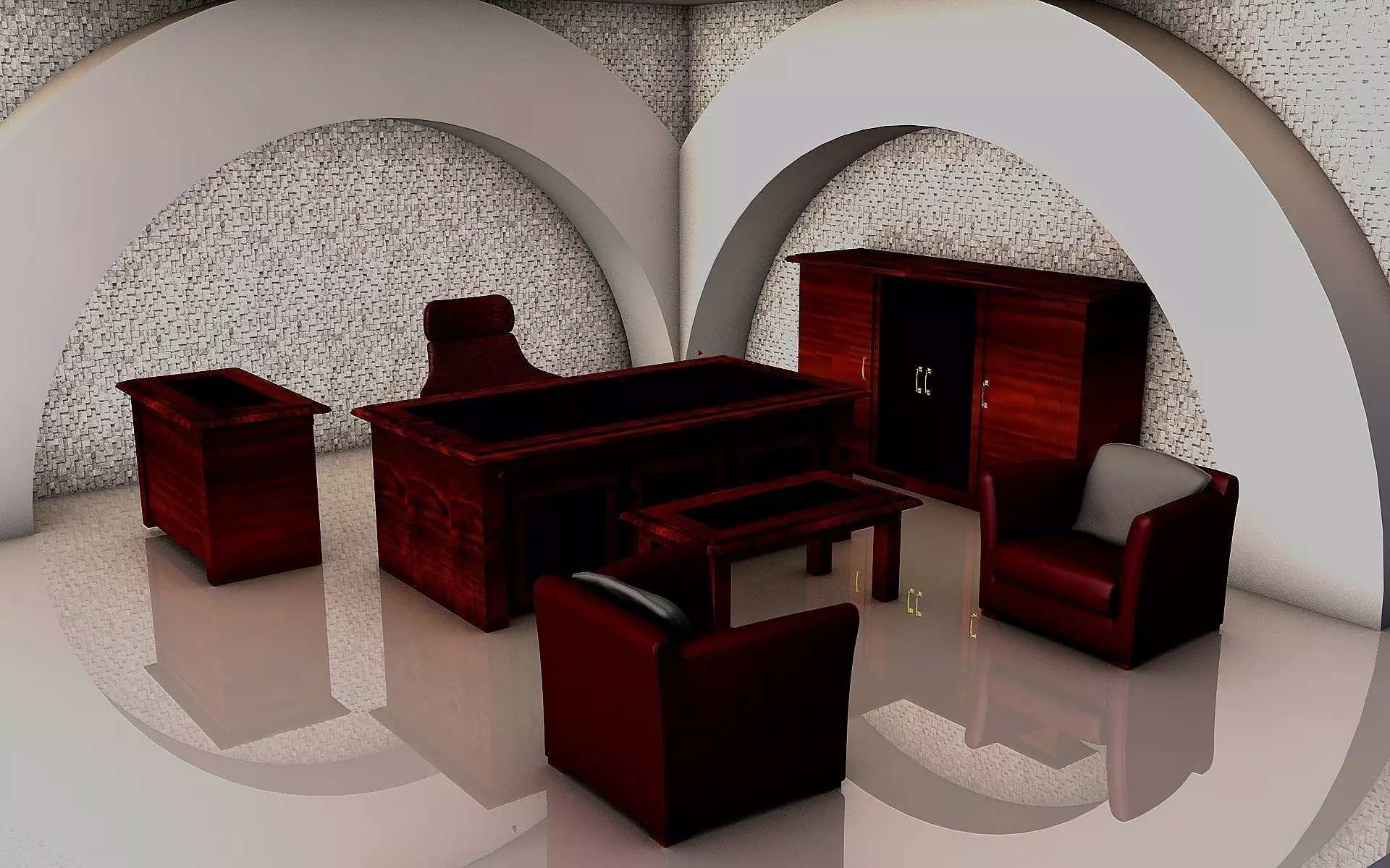 Classic office set 1 3D model_0