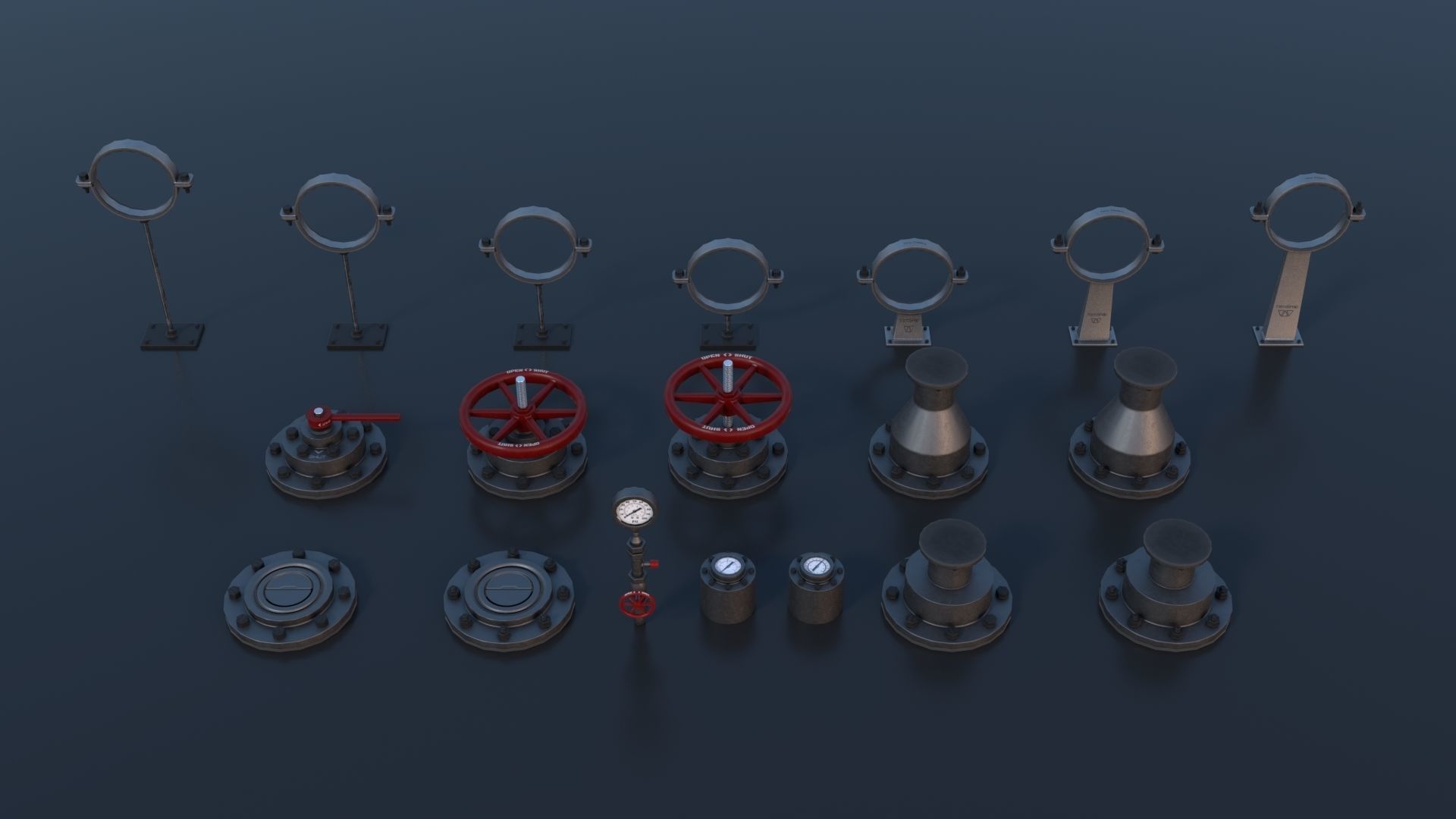 Modular Industrial Pipes PBR Low-poly 3D model_13