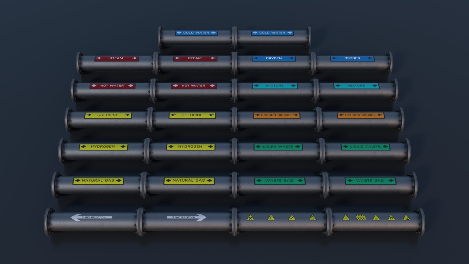 Modular Industrial Pipes PBR Low-poly 3D model_11