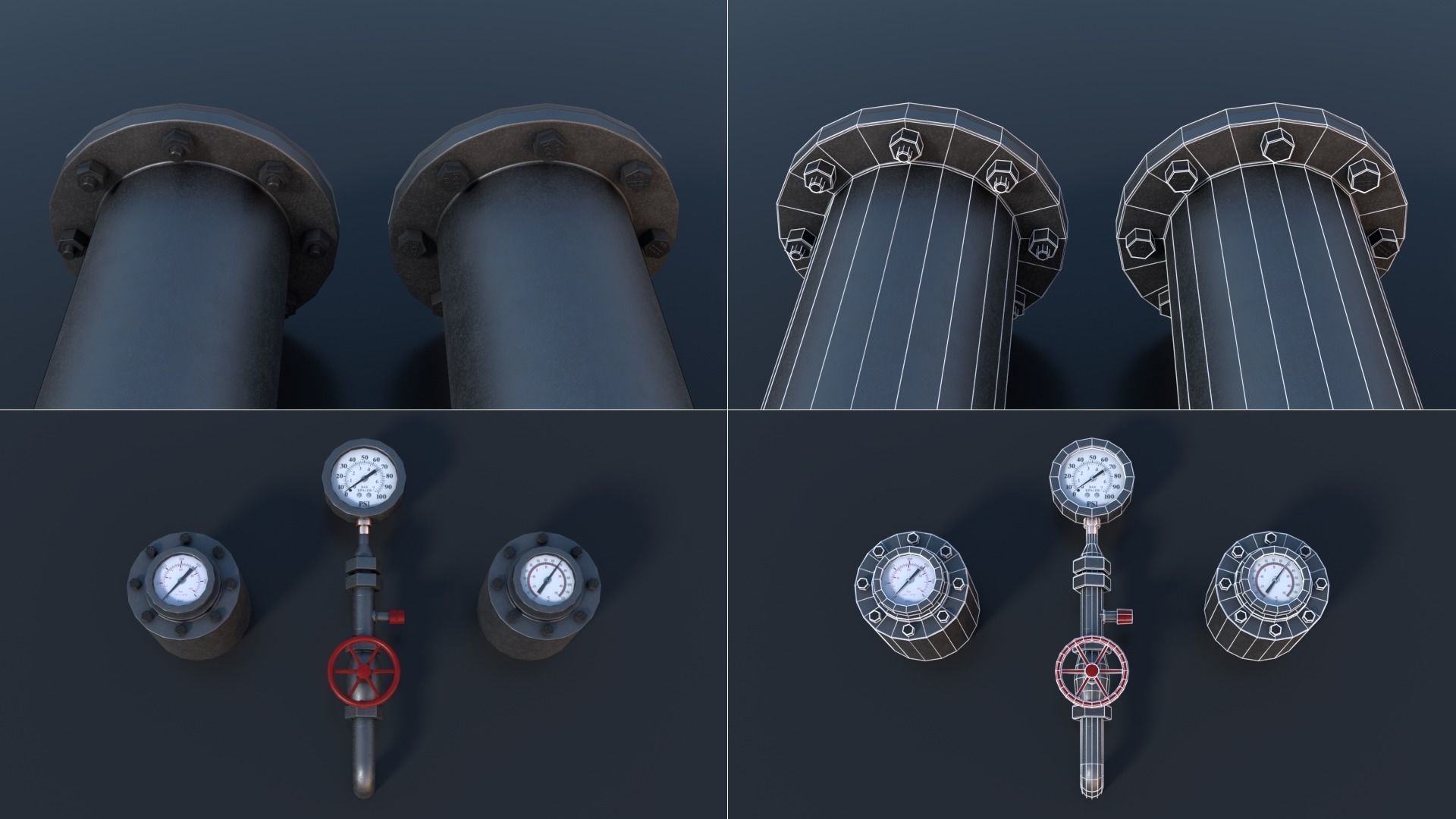 Modular Industrial Pipes PBR Low-poly 3D model_16