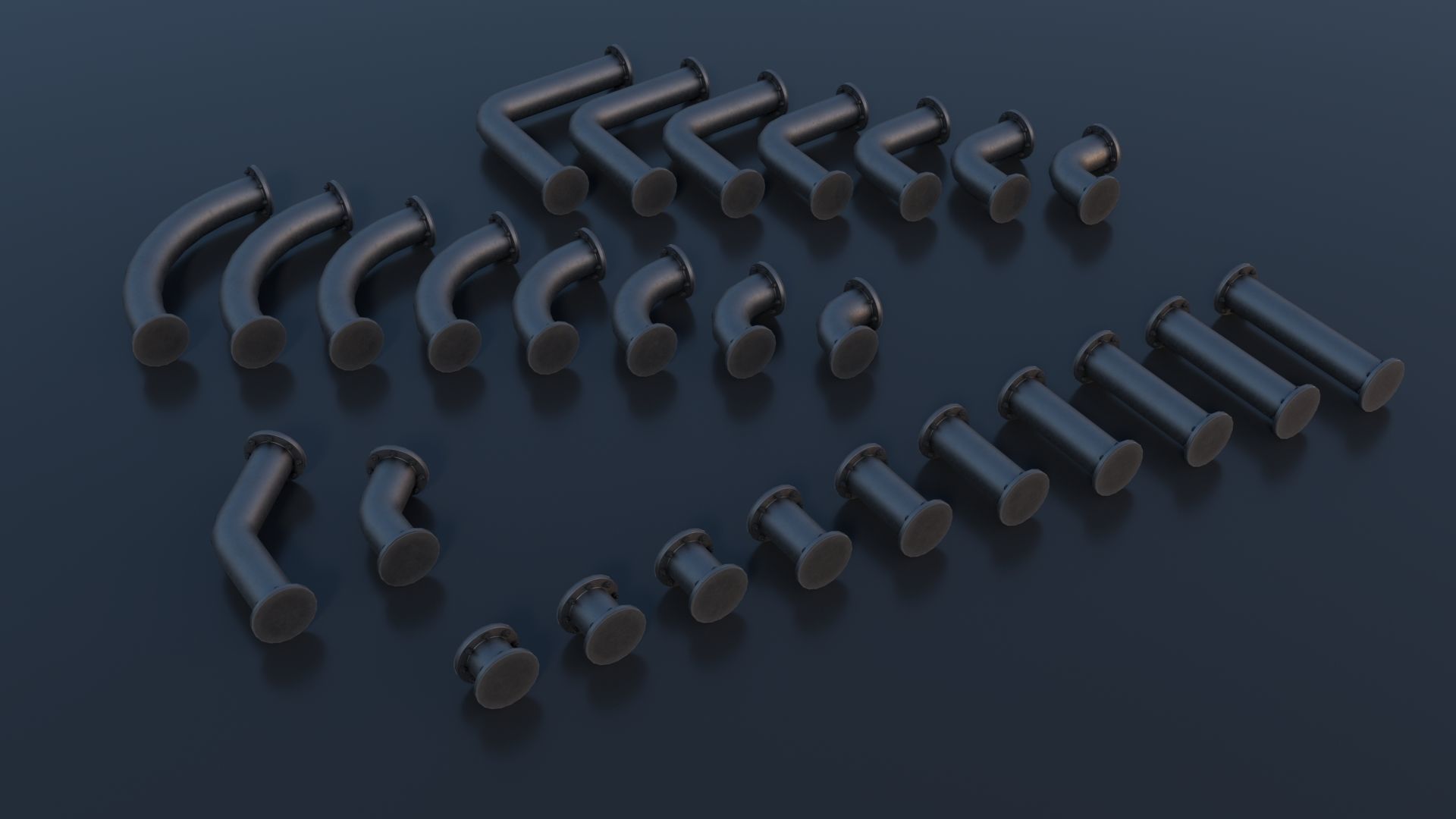 Modular Industrial Pipes PBR Low-poly 3D model_1