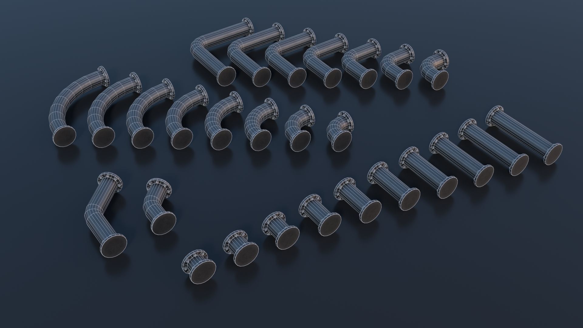 Modular Industrial Pipes PBR Low-poly 3D model_2