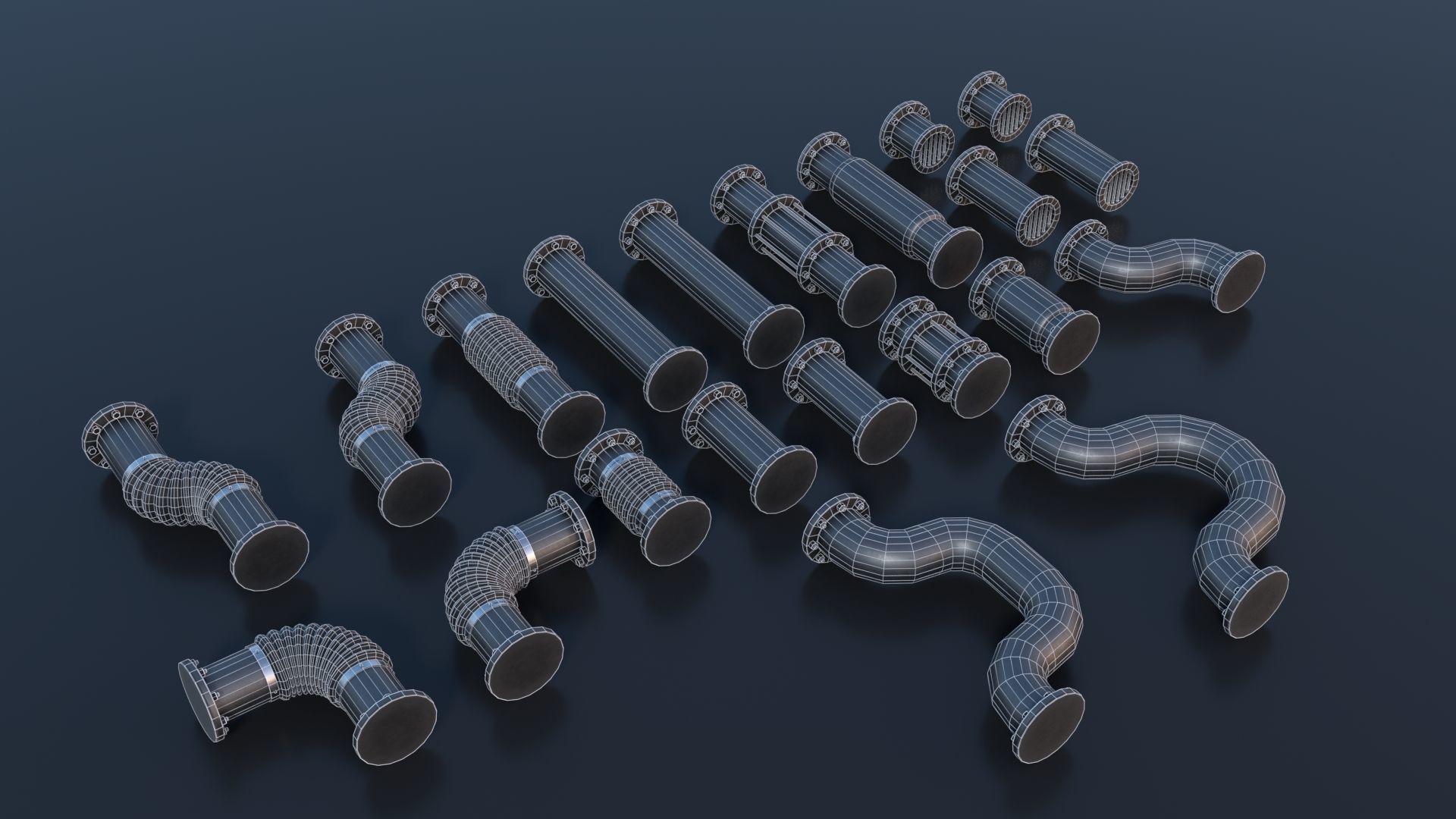 Modular Industrial Pipes PBR Low-poly 3D model_4