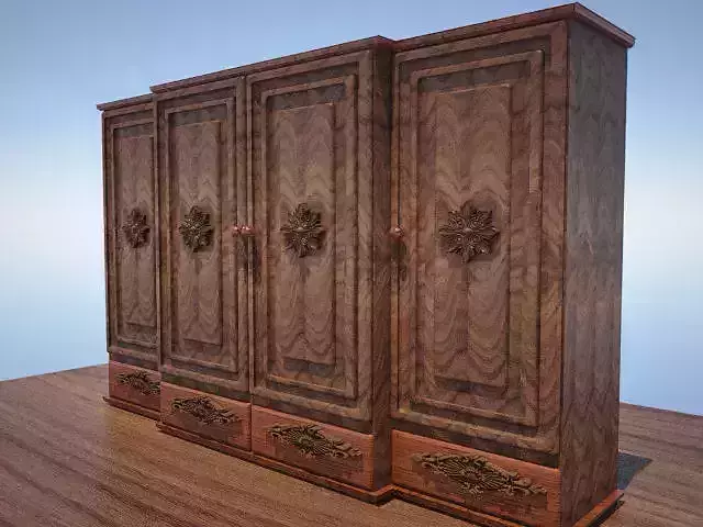 Wardrobe 4 wooden on wooden table