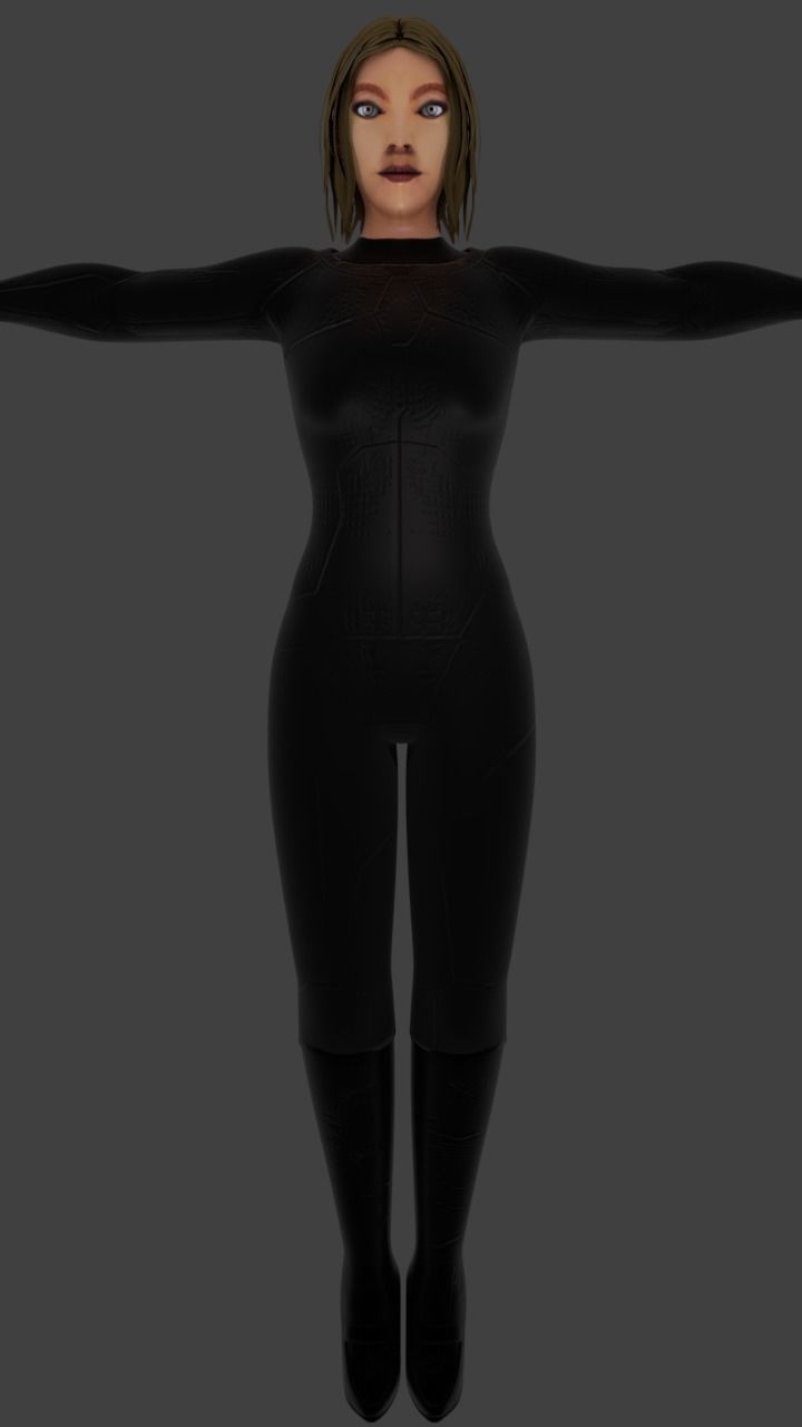 The Semjase woman in outfit Low-poly 3D model_3
