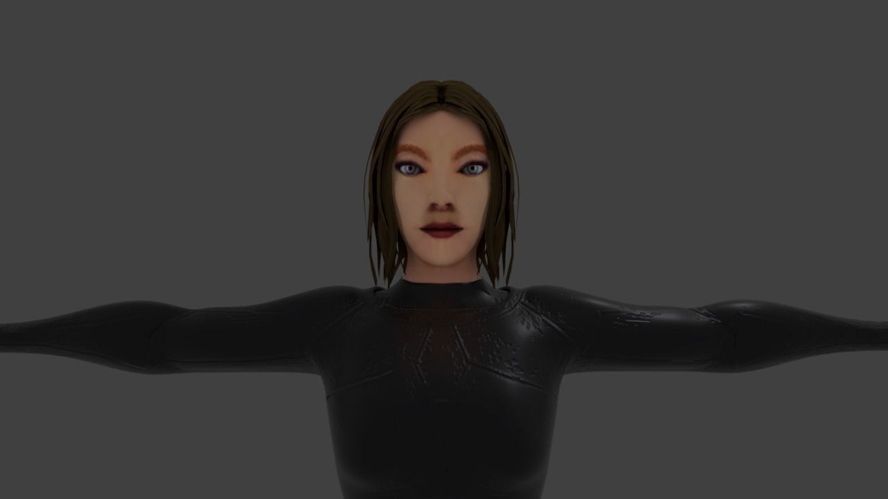 The Semjase woman in outfit Low-poly 3D model_1