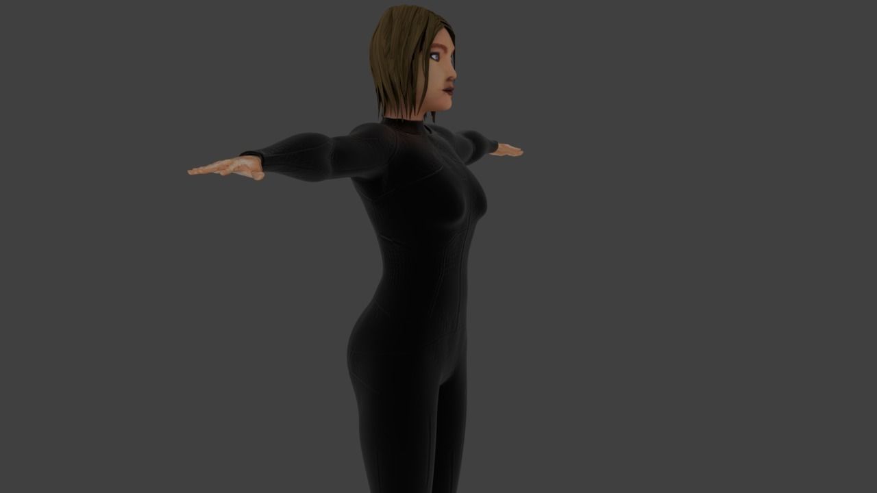 The Semjase woman in outfit Low-poly 3D model_2