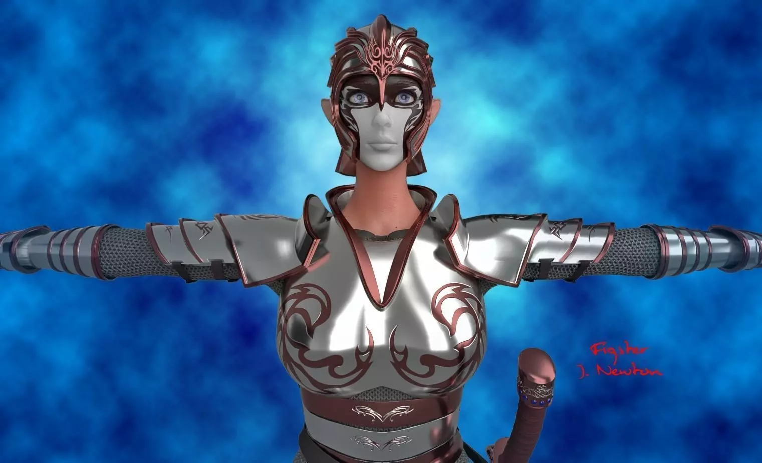 Female Elf Warrior 3D model_0