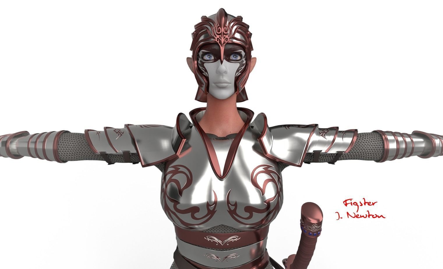 Female Elf Warrior 3D model_1