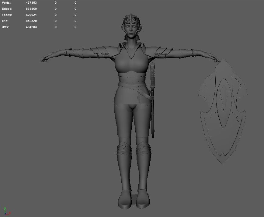 Female Elf Warrior 3D model_19