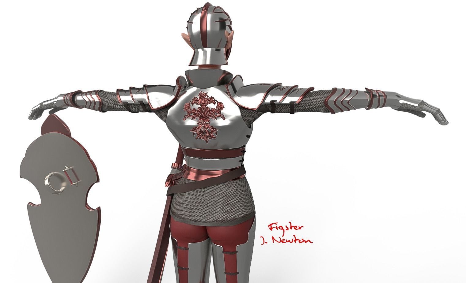 Female Elf Warrior 3D model_5