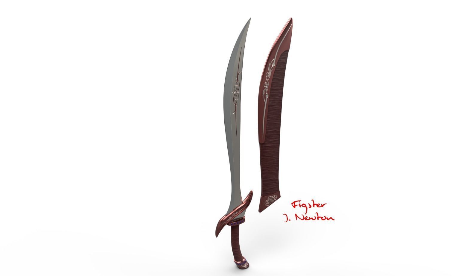 Female Elf Warrior 3D model_10