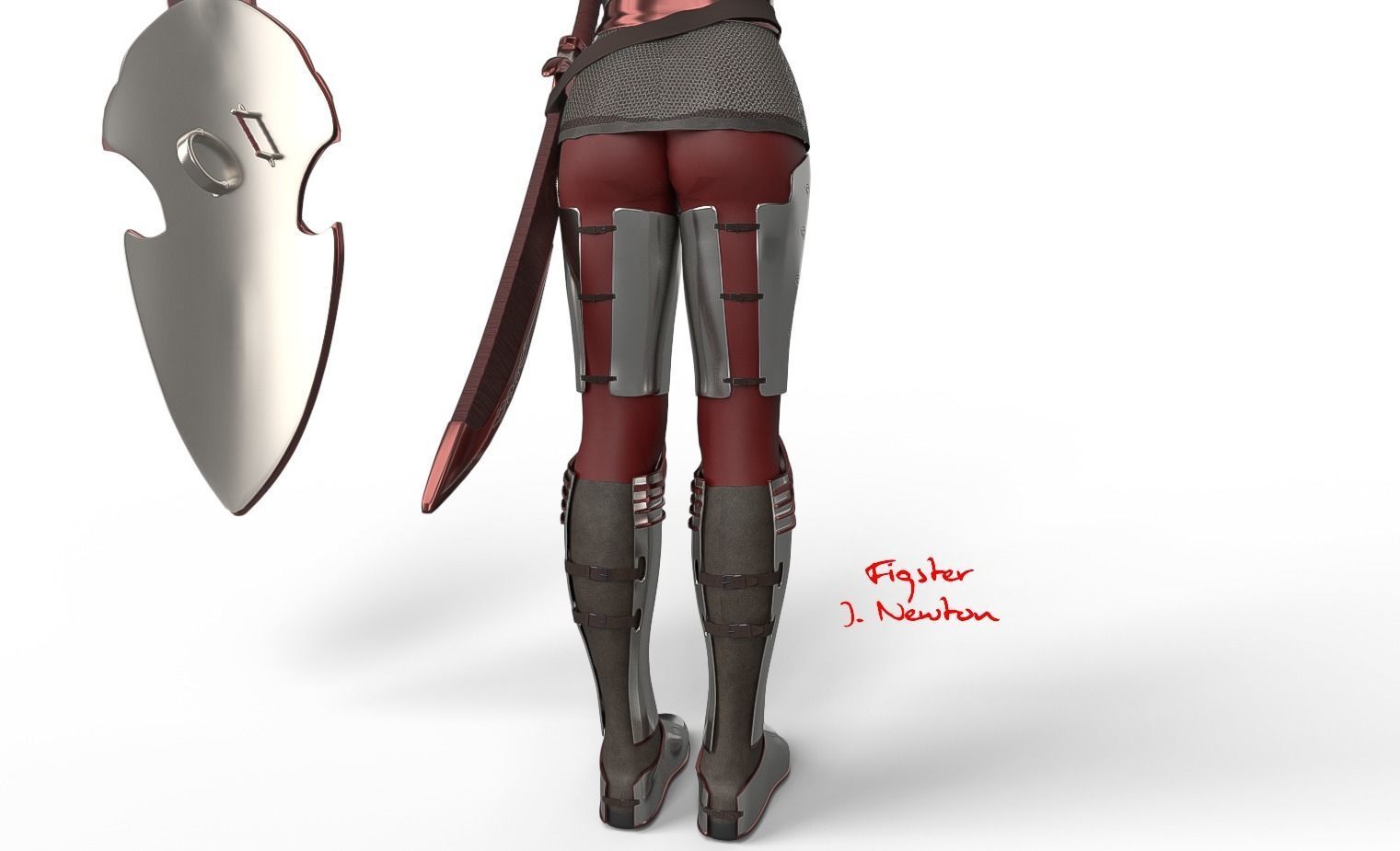 Female Elf Warrior 3D model_8