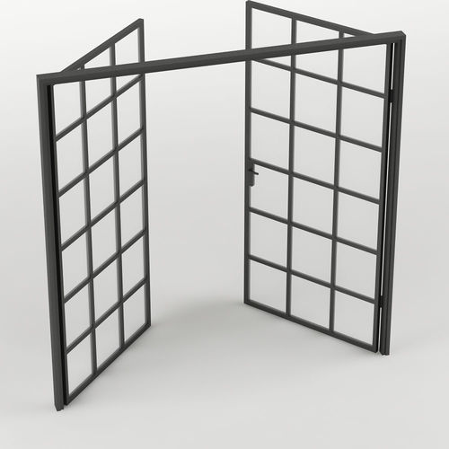 Double Glass Door  with rectangular  36 squares Low-poly 3D model