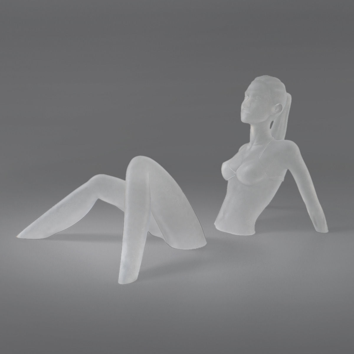 Sunbath Girl Art Sculpture 3D print model_2