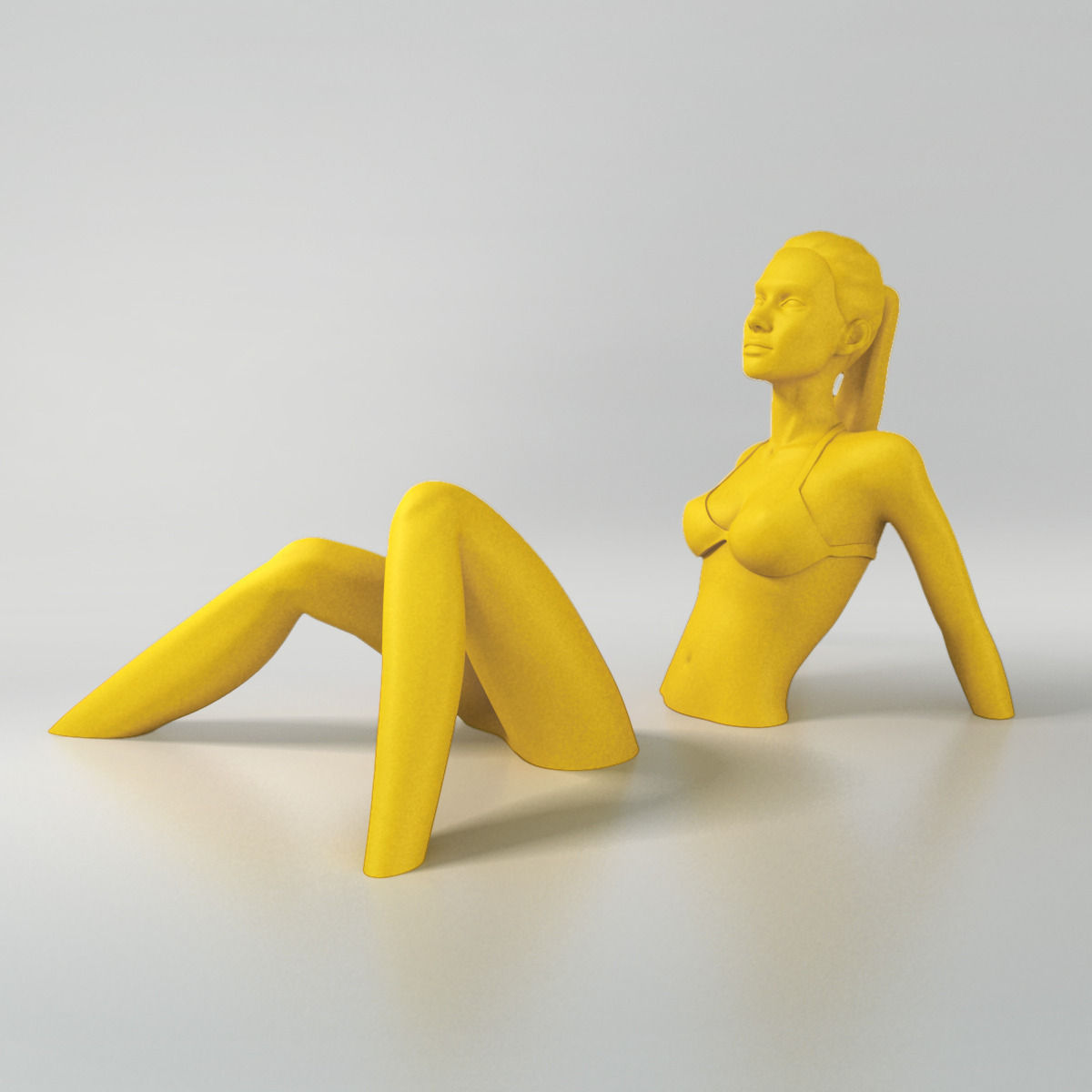 Sunbath Girl Art Sculpture 3D print model_1