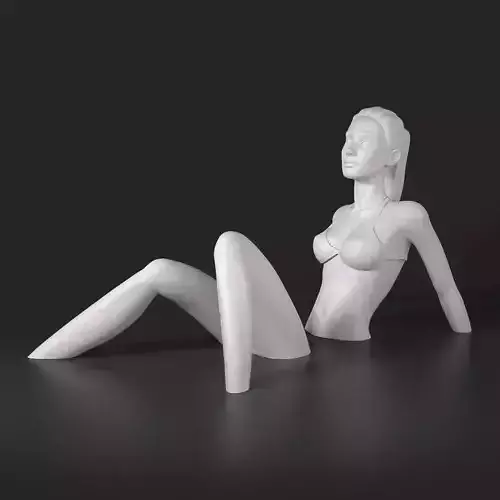 Sunbath Girl Art Sculpture 3D print model