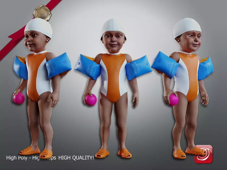 Swimming pool Child Female AIN 001 3D model_0