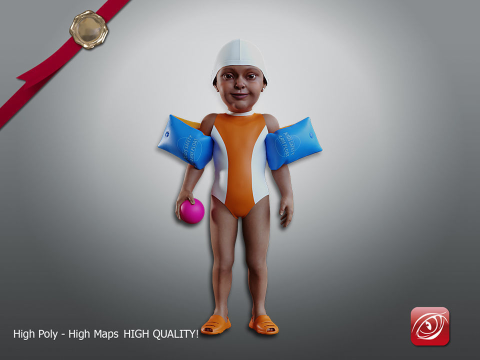 Swimming pool Child Female AIN 001 3D model_4