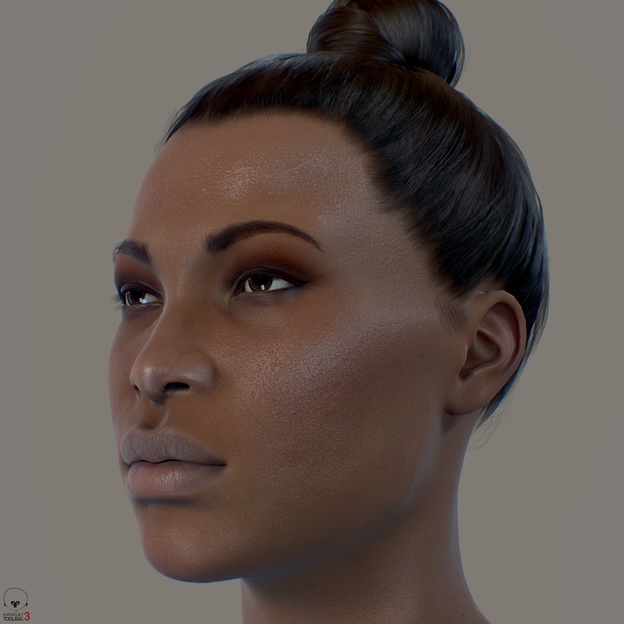 Average Black Female Head Low-poly 3D model_19