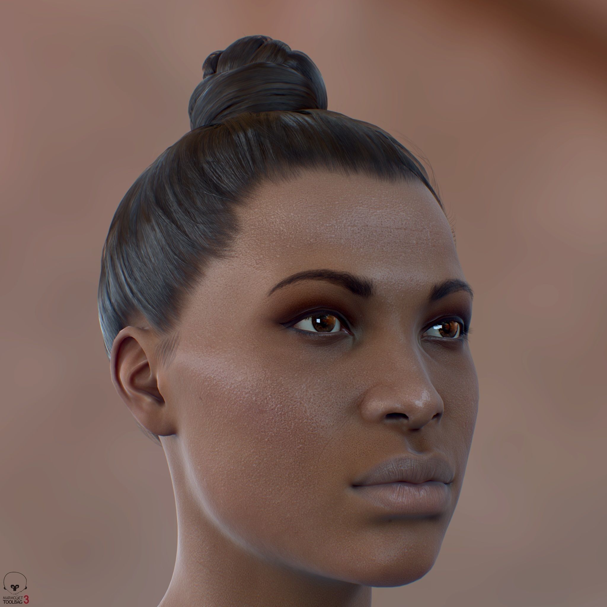 Average Black Female Head Low-poly 3D model_21
