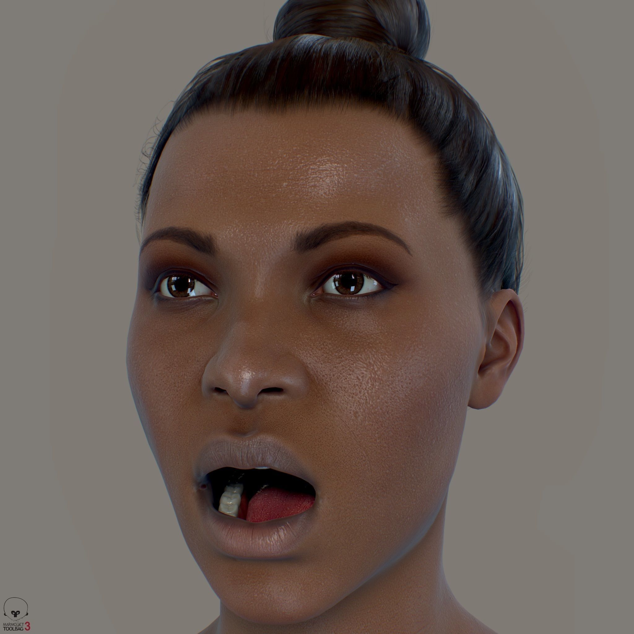 Average Black Female Head Low-poly 3D model_17