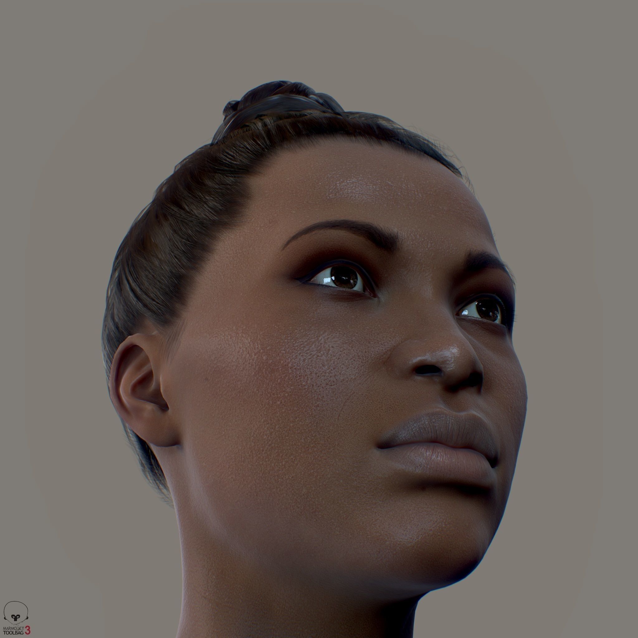 Average Black Female Head Low-poly 3D model_15