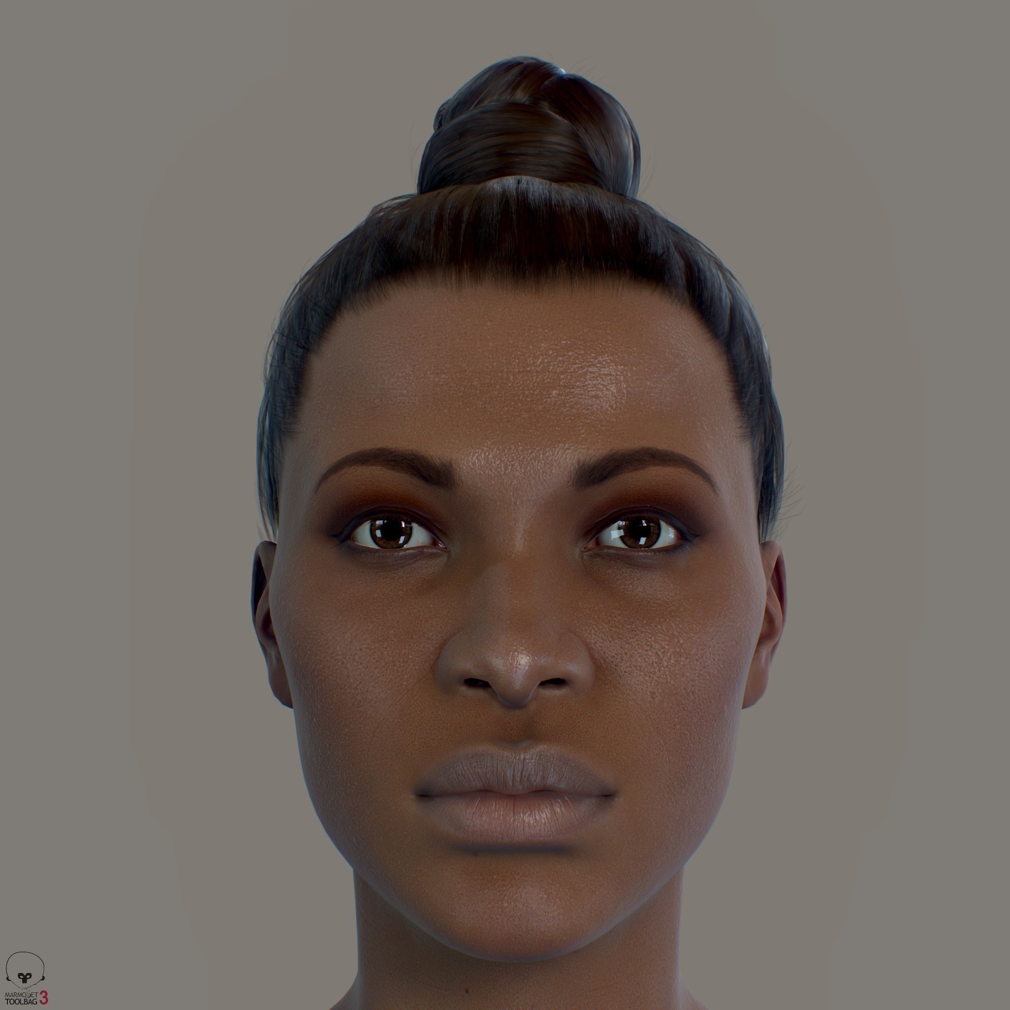 Average Black Female Head Low-poly 3D model_5