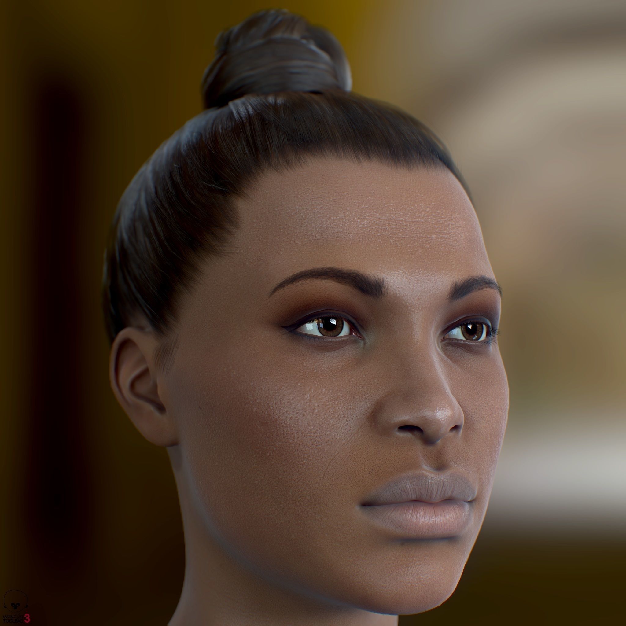 Average Black Female Head Low-poly 3D model_23