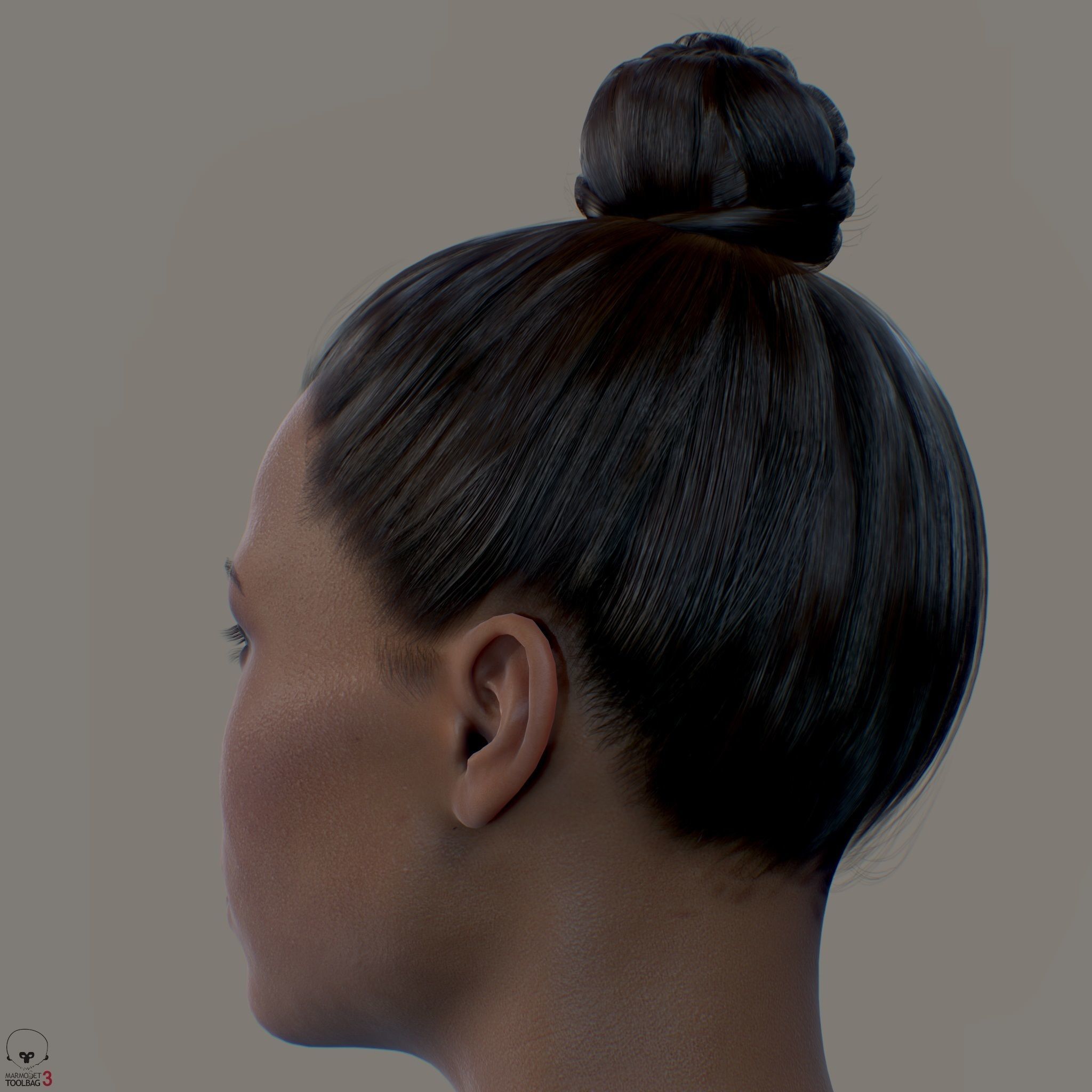 Average Black Female Head Low-poly 3D model_9