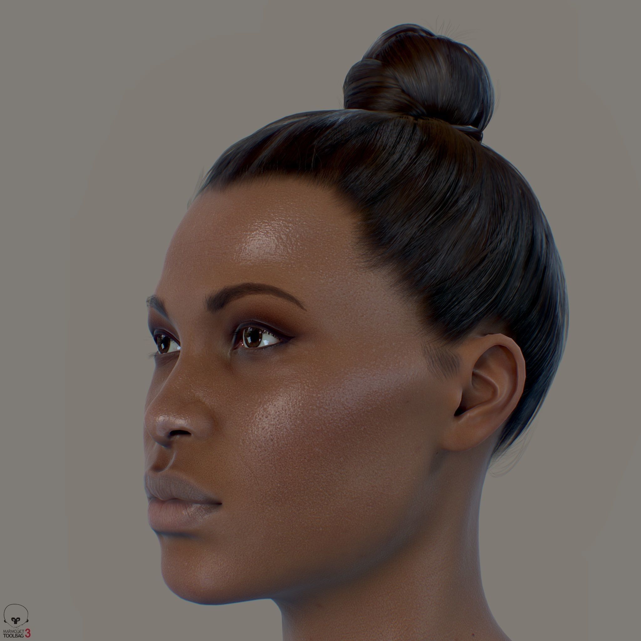 Average Black Female Head Low-poly 3D model_7