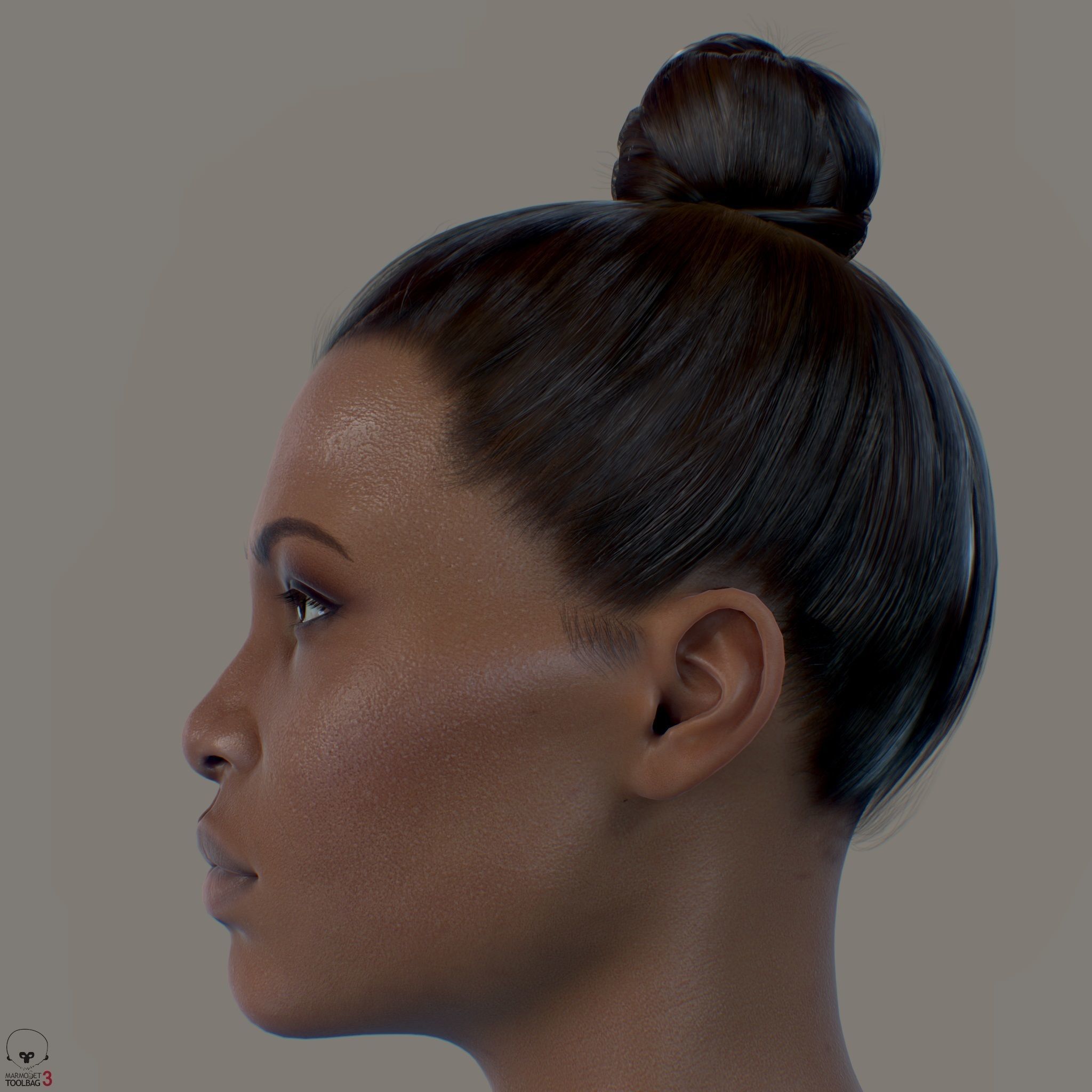 Average Black Female Head Low-poly 3D model_8