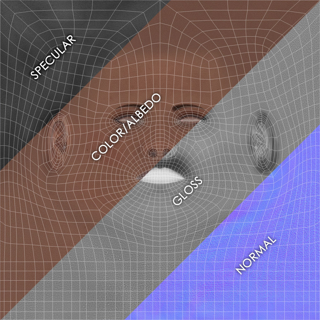 Average Black Female Head Low-poly 3D model_46