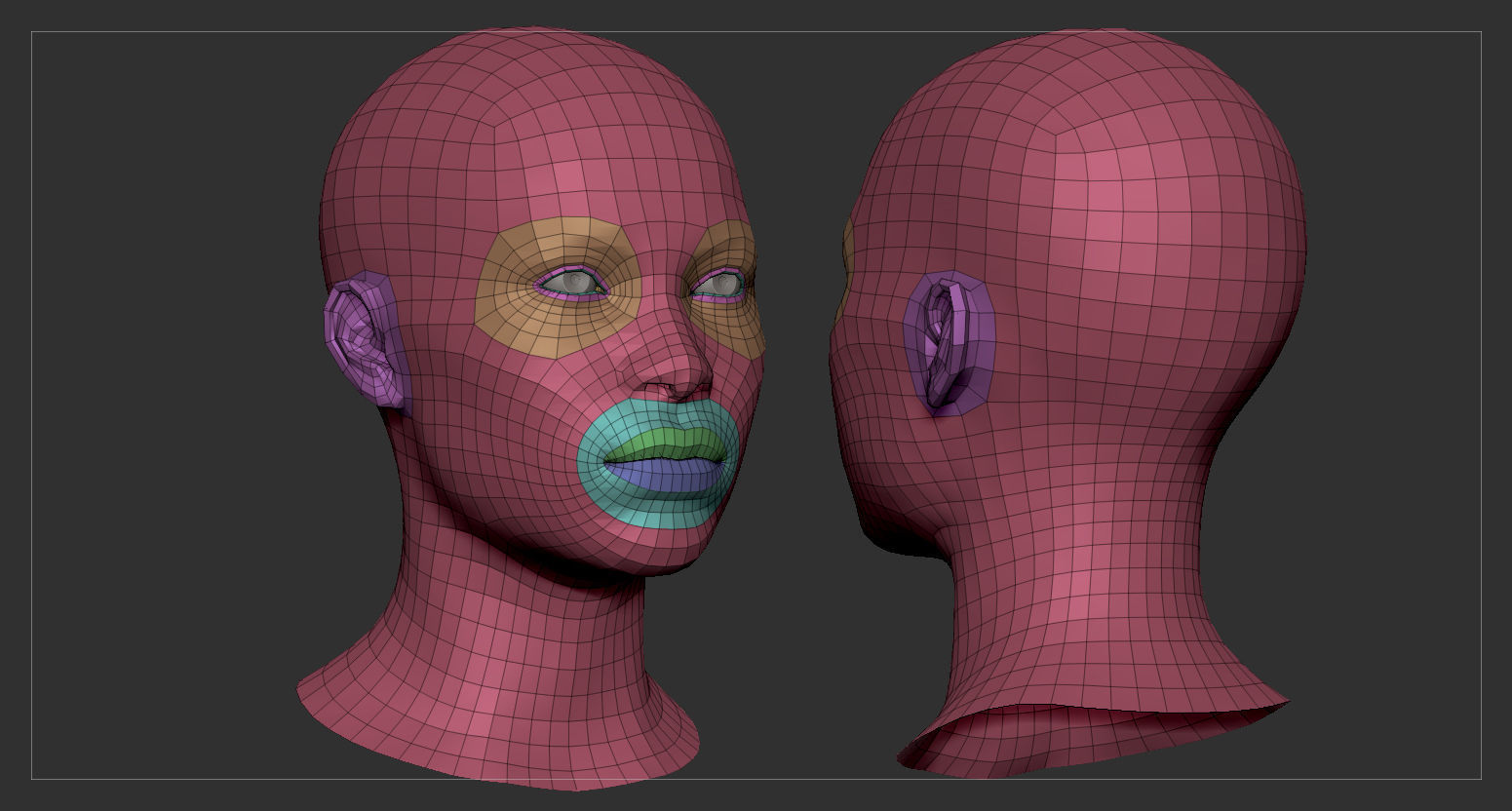 Average Black Female Head Low-poly 3D model_39