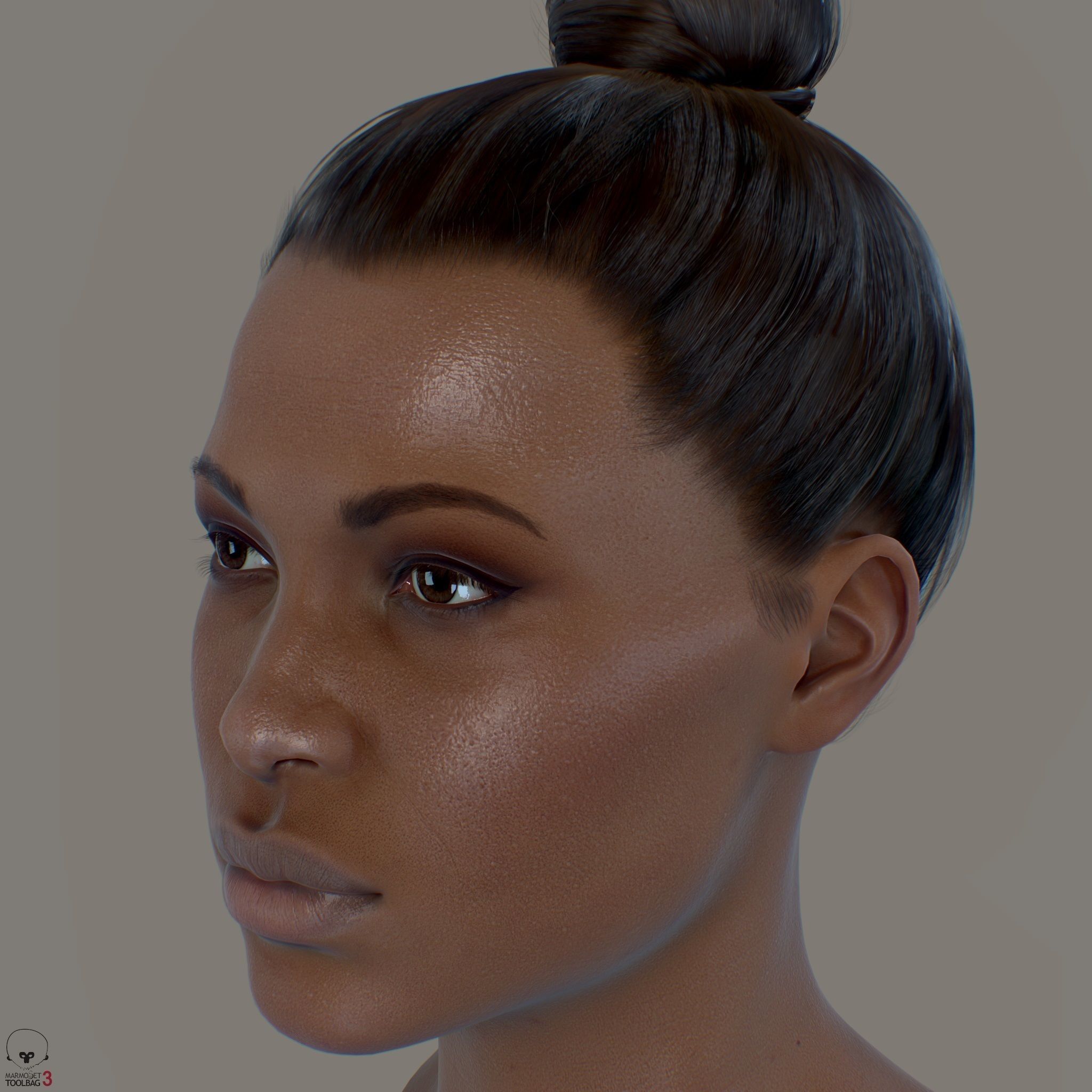 Average Black Female Head Low-poly 3D model_16