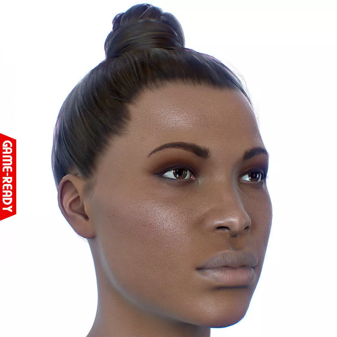 Average Black Female Head Low-poly 3D model_0