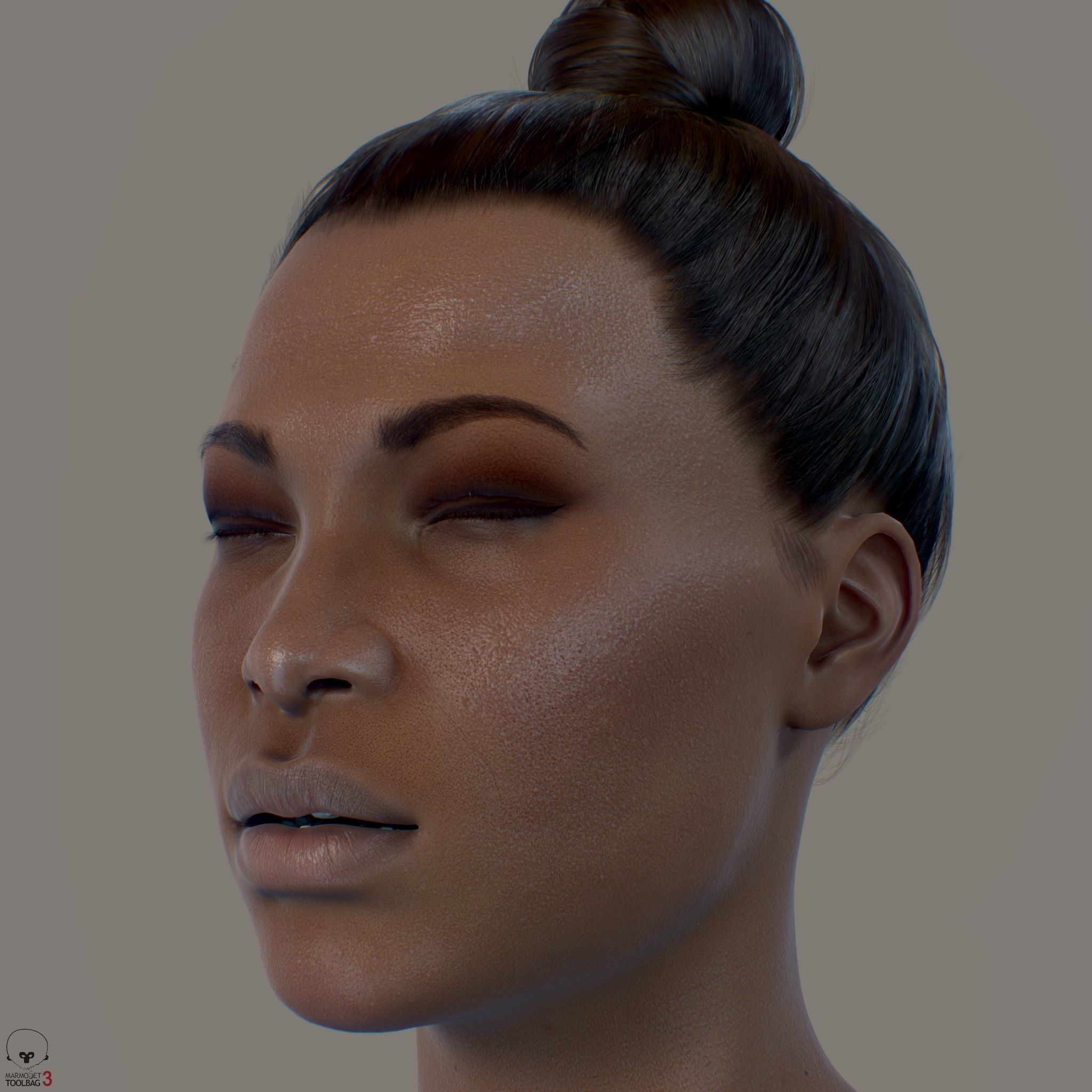 Average Black Female Head Low-poly 3D model_18