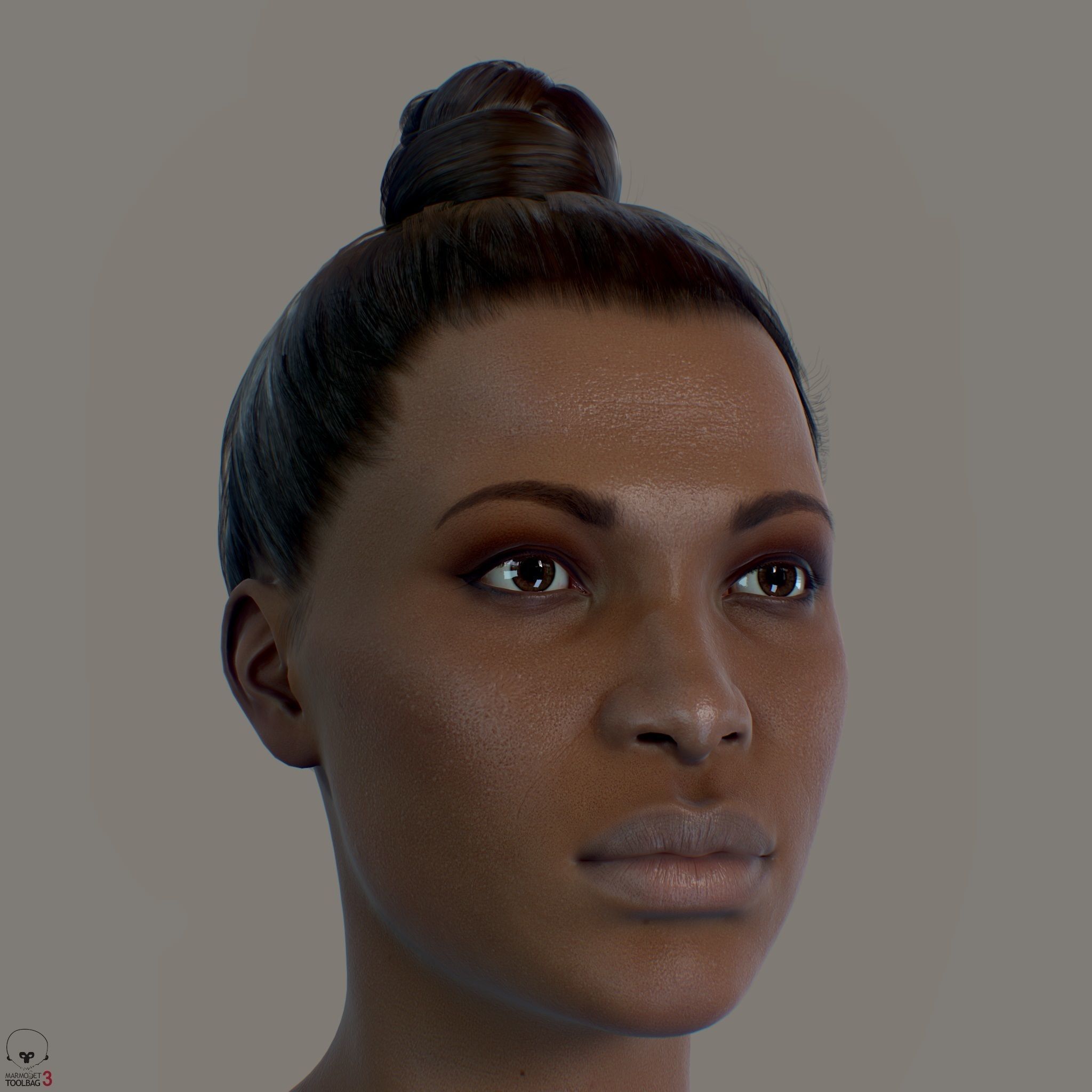 Average Black Female Head Low-poly 3D model_4