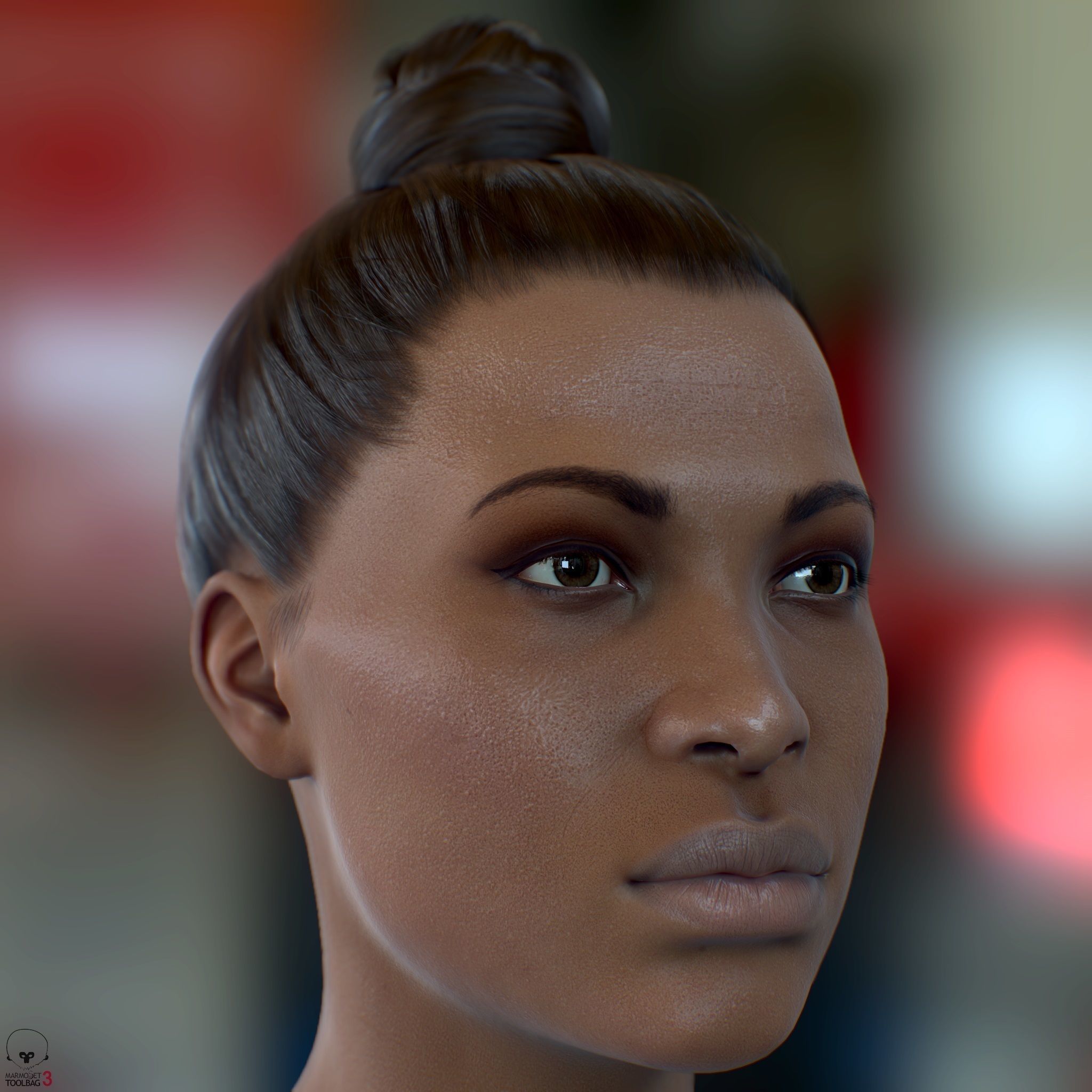 Average Black Female Head Low-poly 3D model_25
