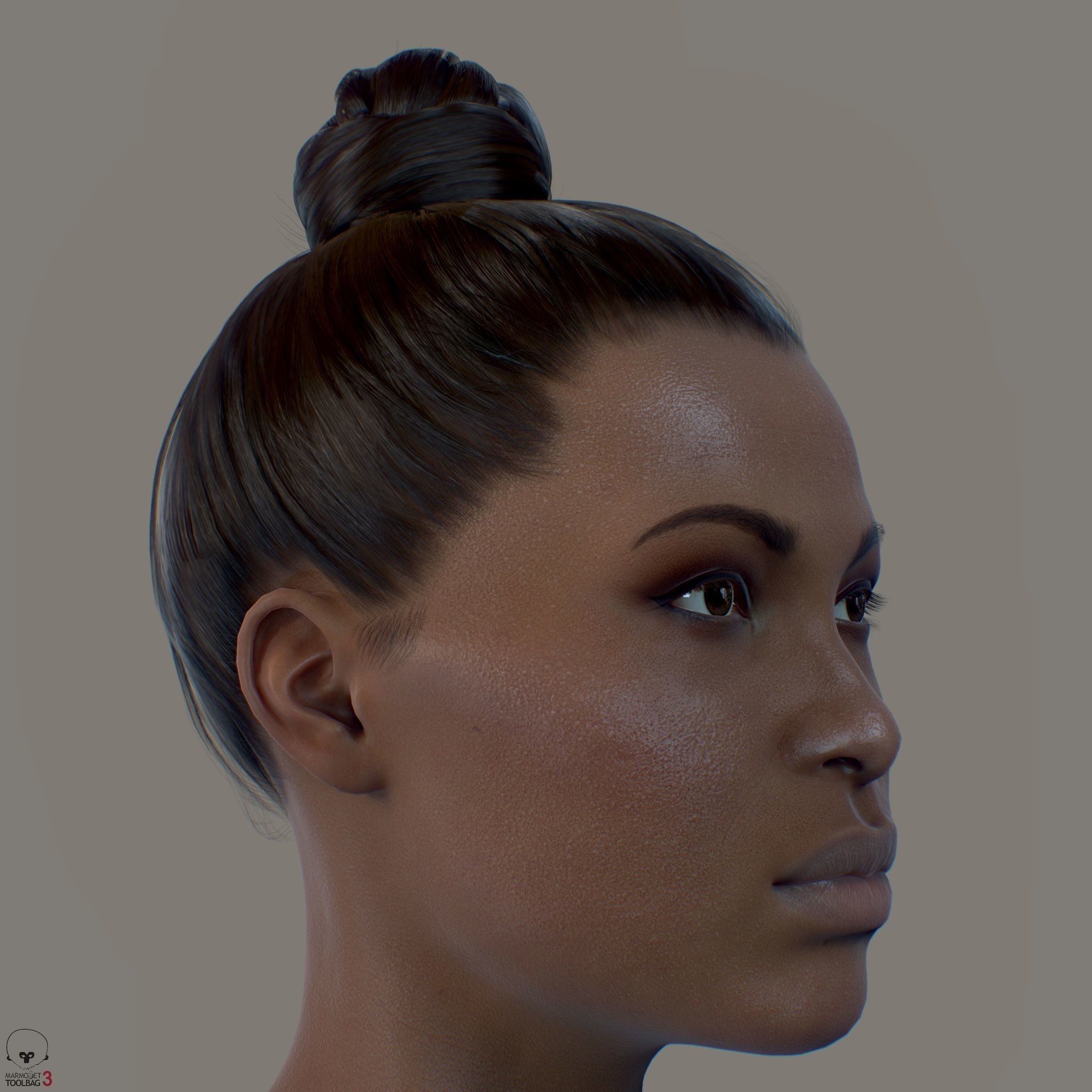Average Black Female Head Low-poly 3D model_14