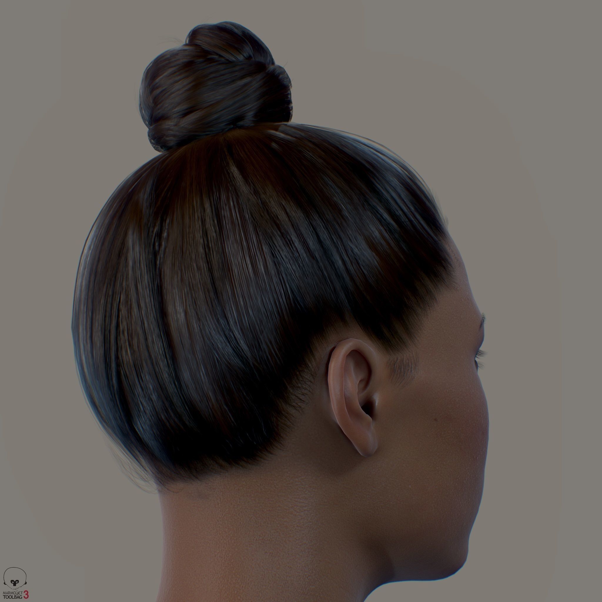 Average Black Female Head Low-poly 3D model_12