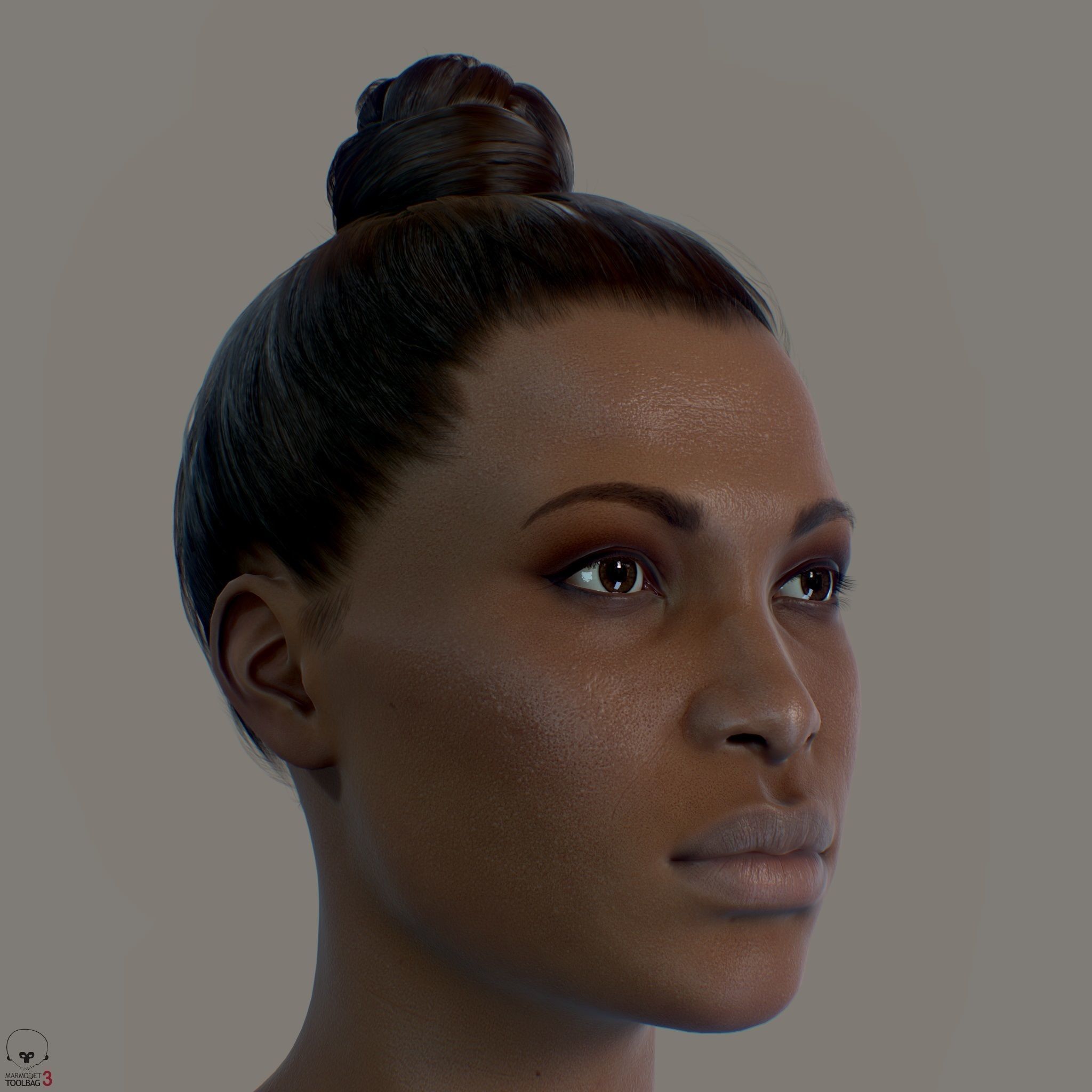 Average Black Female Head Low-poly 3D model_3