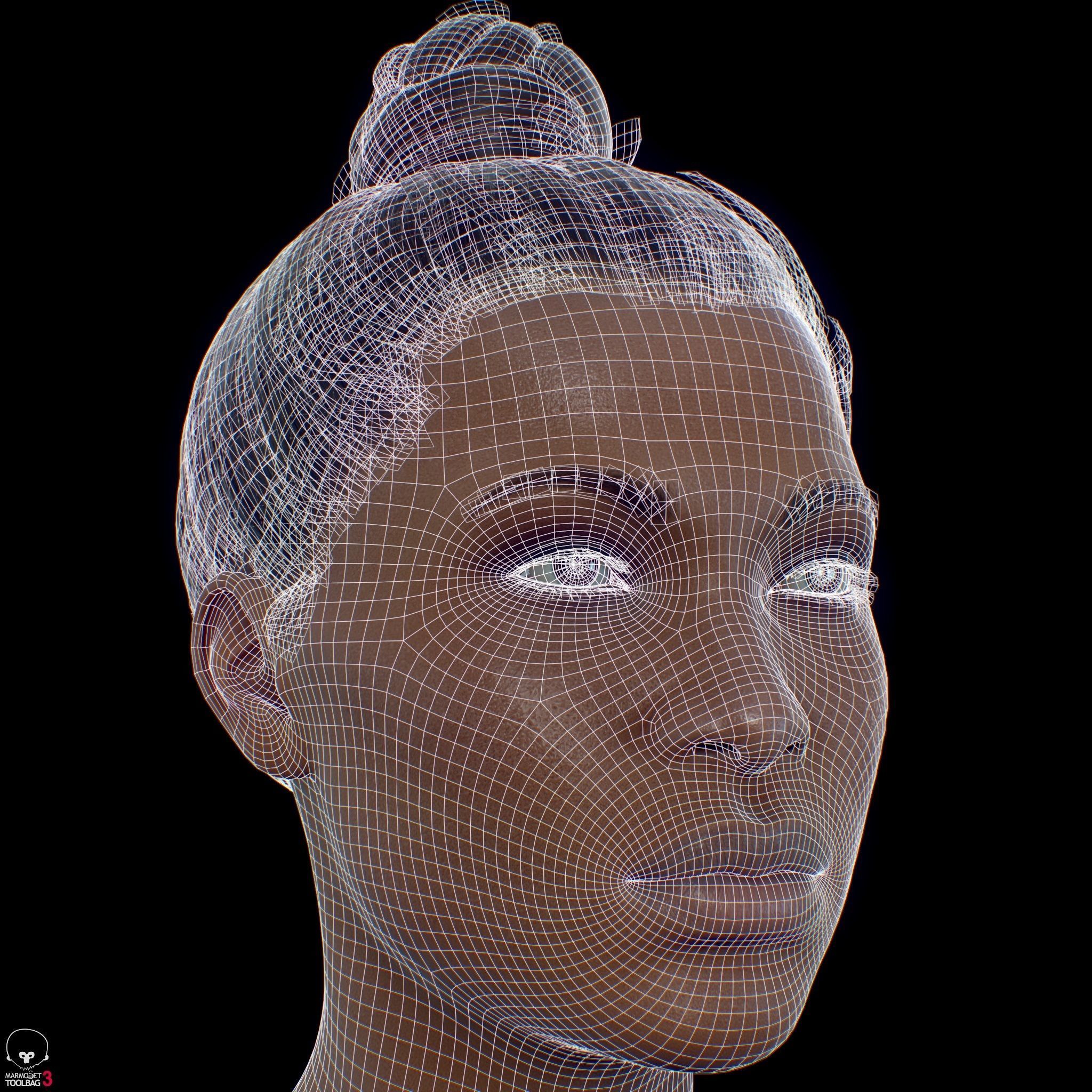 Average Black Female Head Low-poly 3D model_30