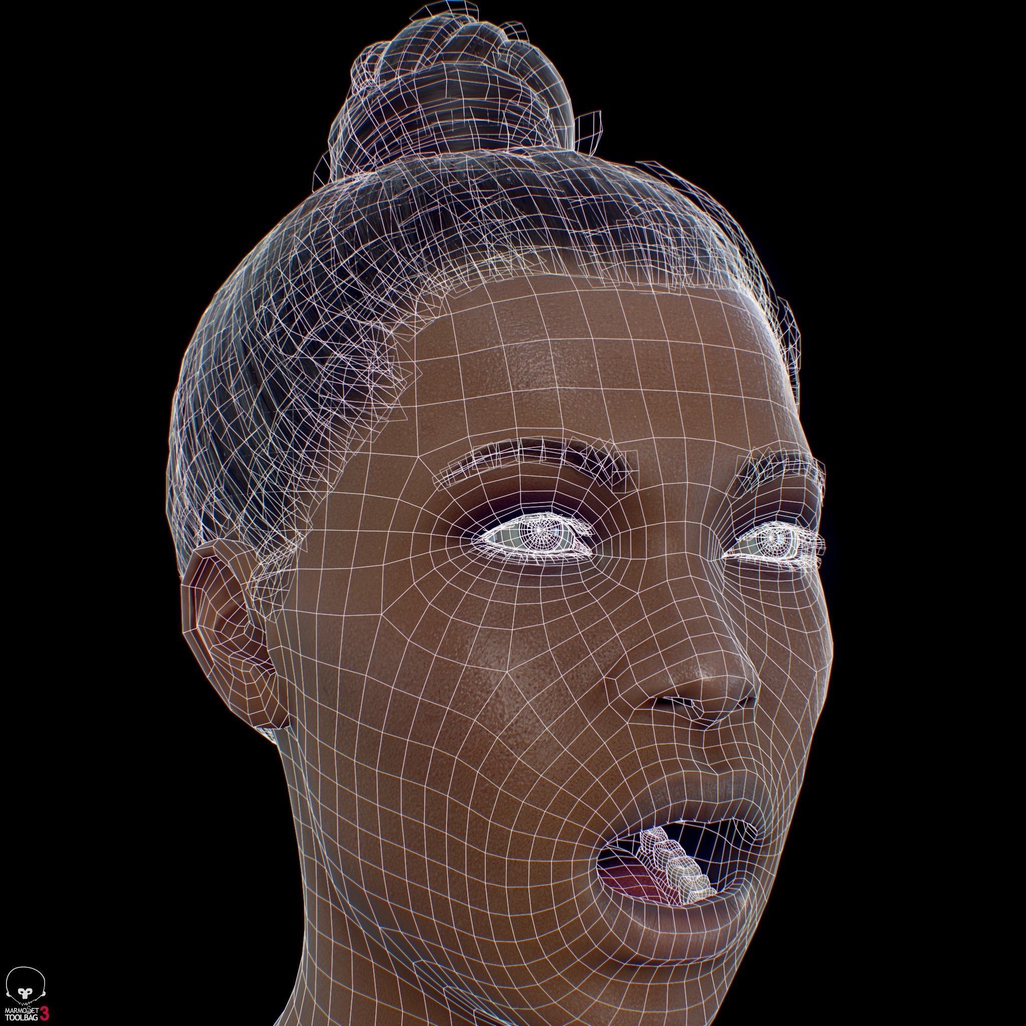 Average Black Female Head Low-poly 3D model_28