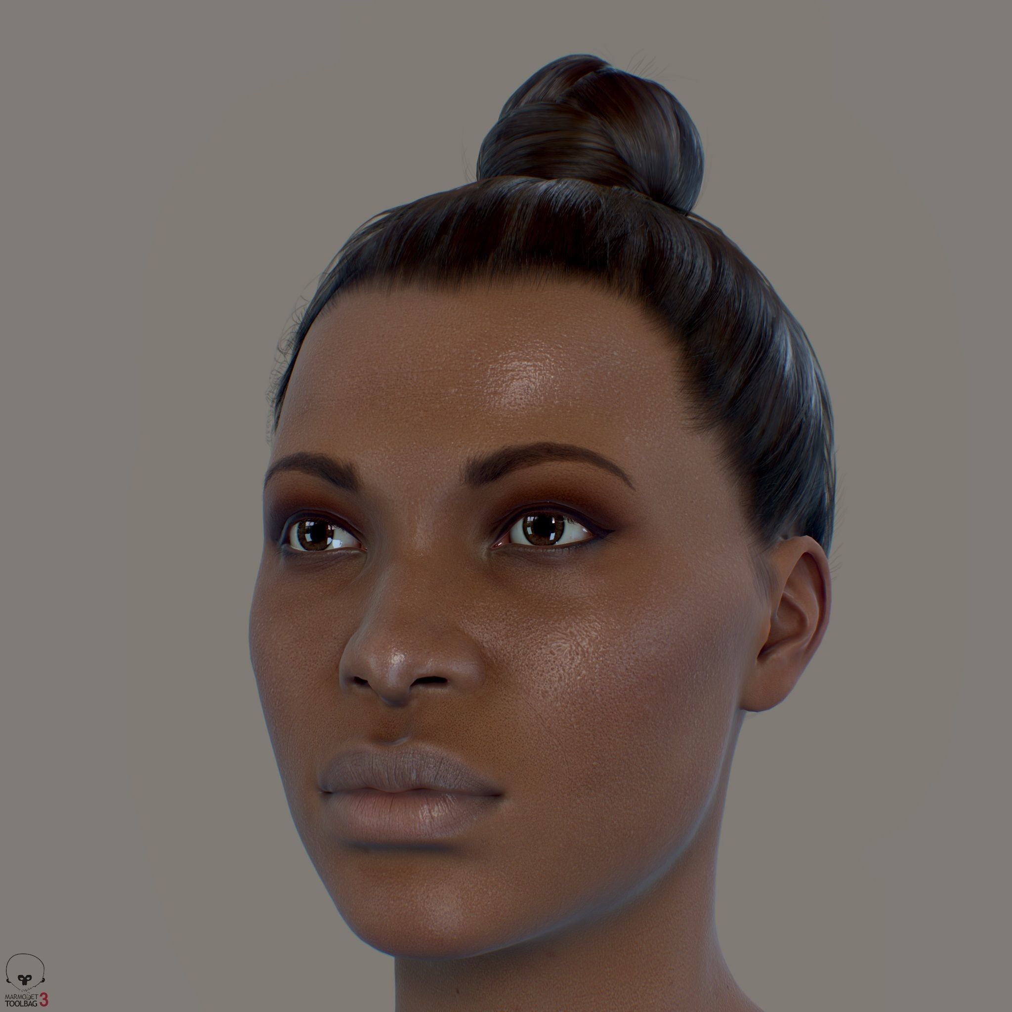 Average Black Female Head Low-poly 3D model_6