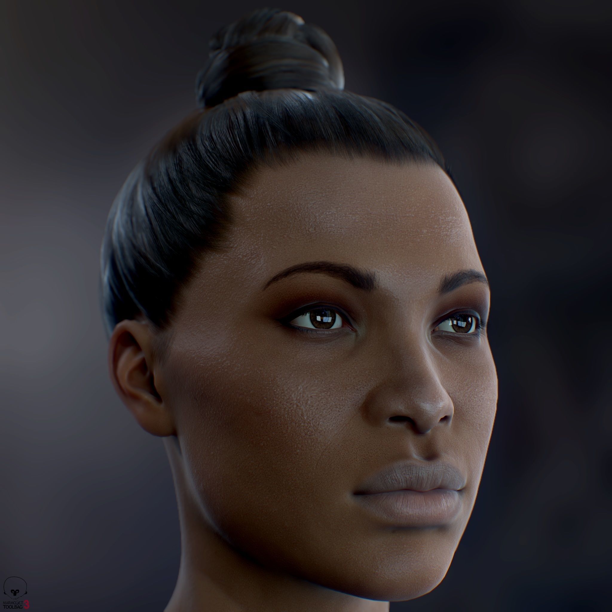 Average Black Female Head Low-poly 3D model_22