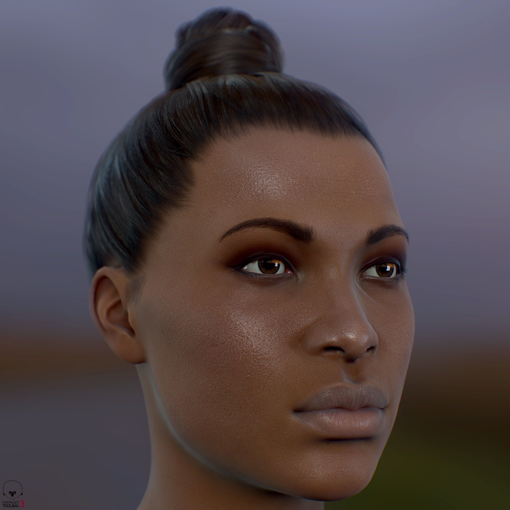 Average Black Female Head Low-poly 3D model_26