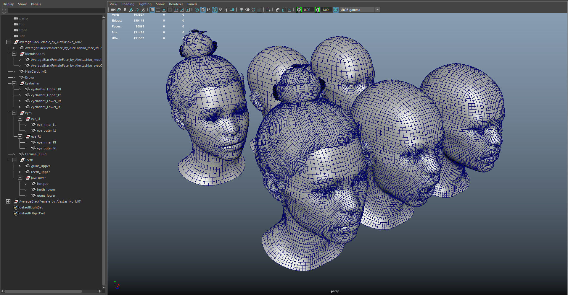 Average Black Female Head Low-poly 3D model_48