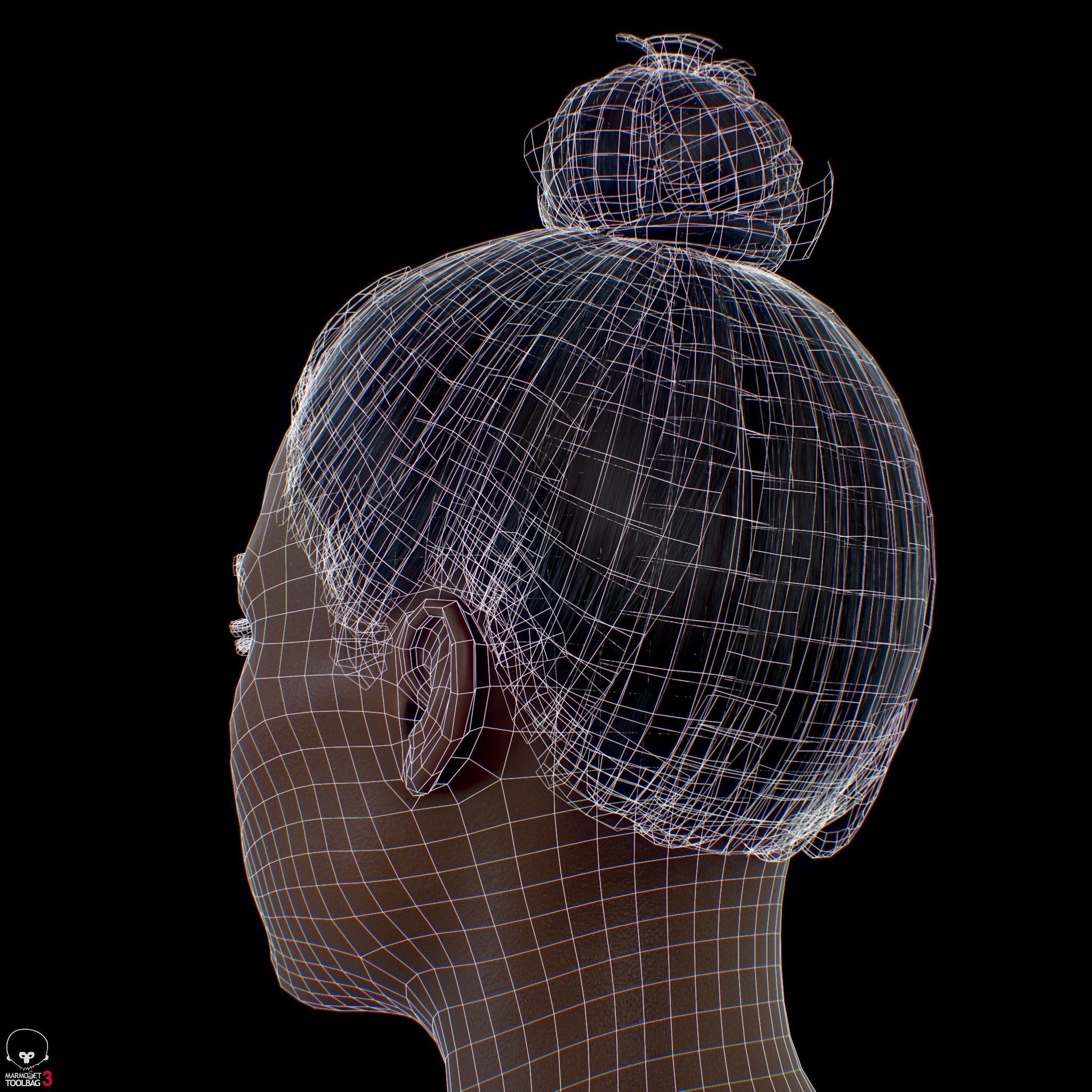 Average Black Female Head Low-poly 3D model_29