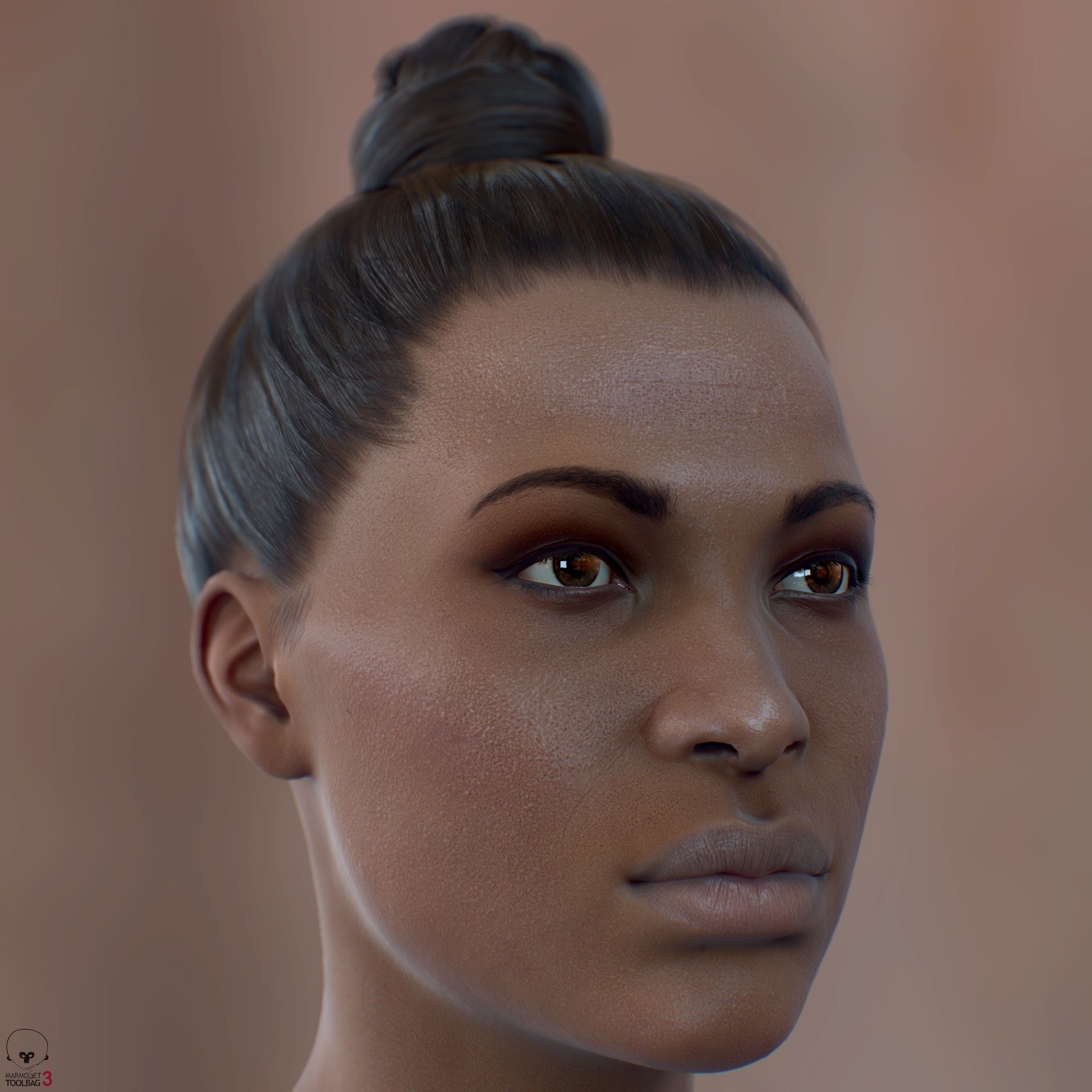 Average Black Female Head Low-poly 3D model_20